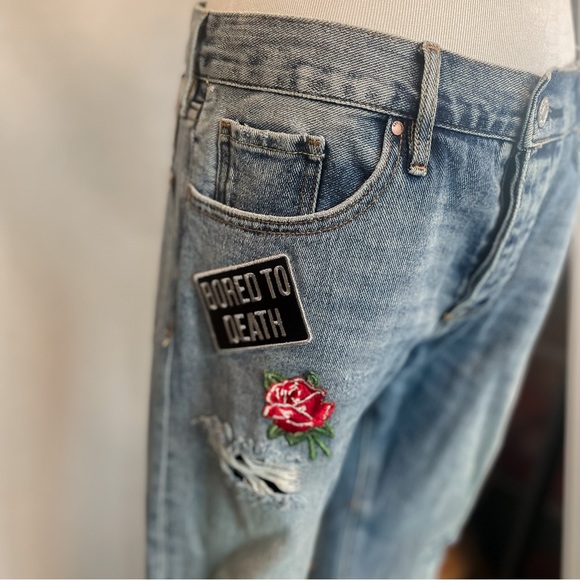 PACSUN NWOT Distressed Jeans With Patches - Picture 7 of 16